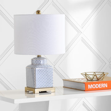 Cleo 21.5" Ceramic/Metal Ginger Jar LED Table Lamp - JONATHAN Y
